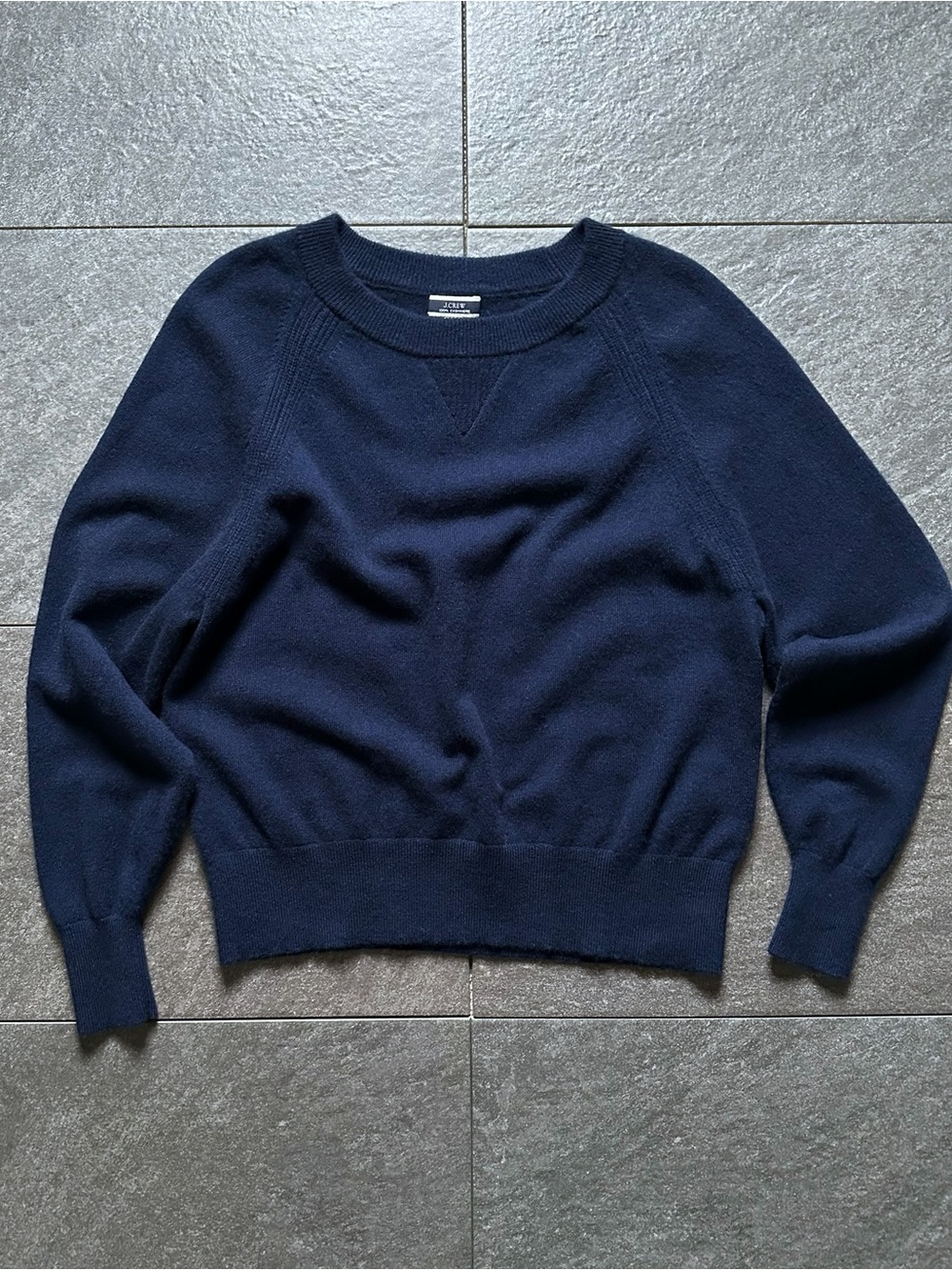 J.Crew Excellent 100% Cashmere Raglan Crewneck Sweater Women’s S Navy